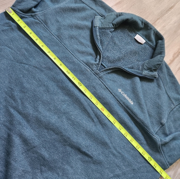 Columbia Teal Sweatshirt Pullover 1/4 Zip Long Sleeve Mock Neck Mens XL Fleece - Picture 6 of 8